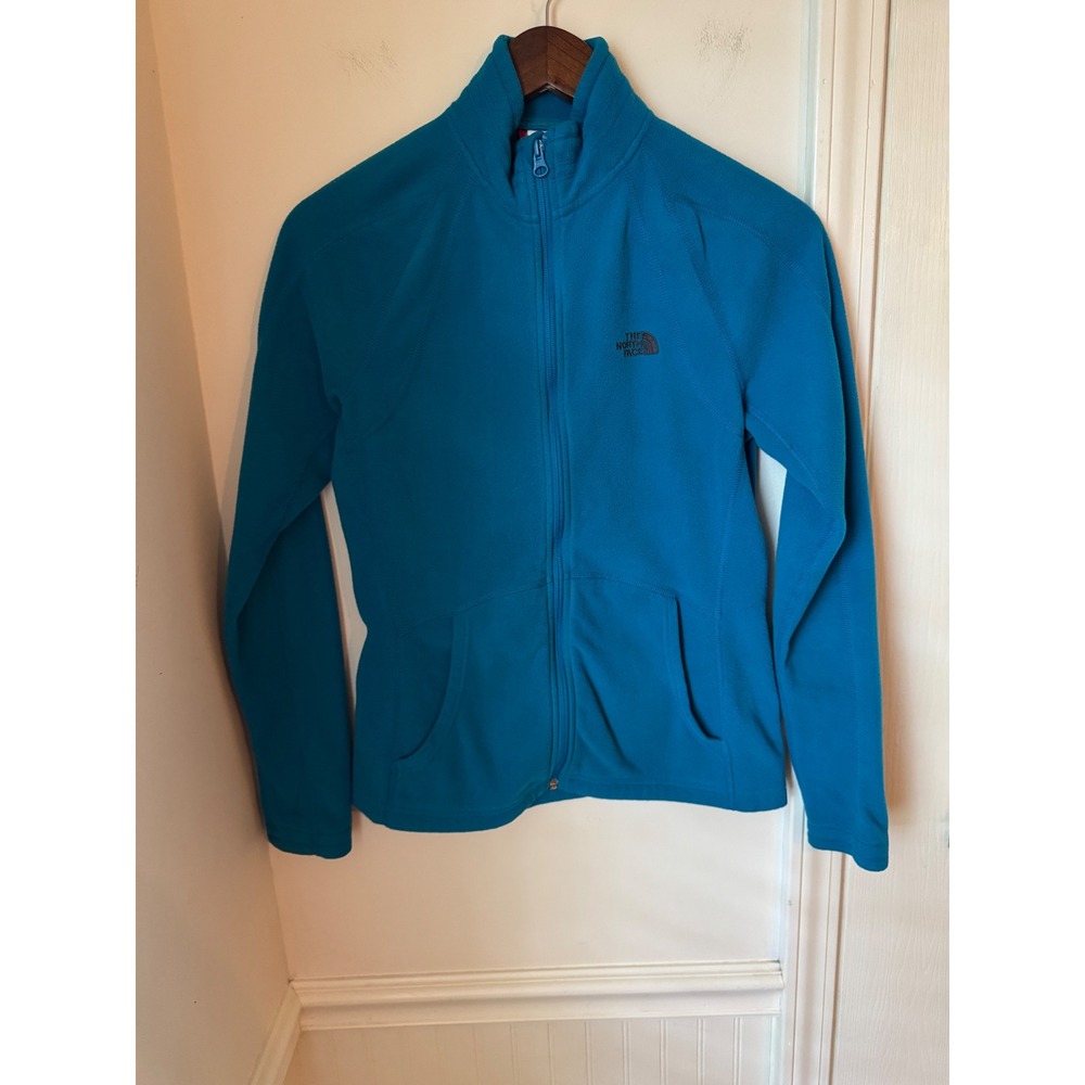 The North Face TKA 100 Fleece Jacket Womens Small Teal Blue Full Zip Mock Neck